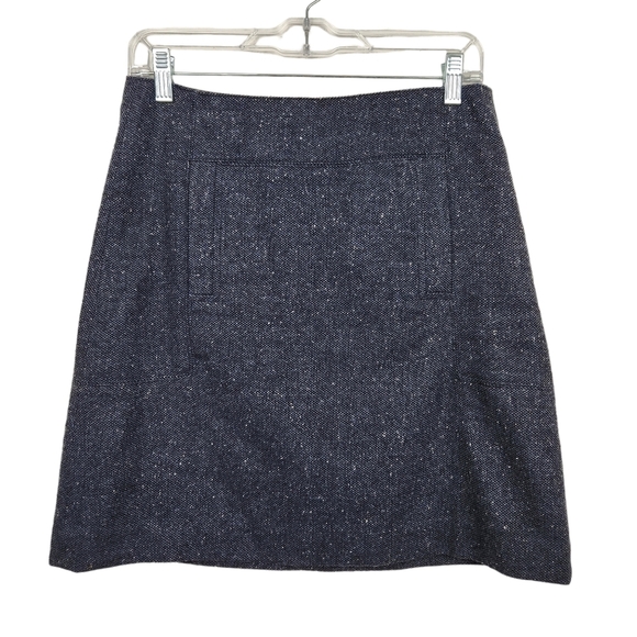 LOFT Tweed Wool Blend Knee Length Skirt Women's Size 4 Charcoal Gray - Picture 1 of 8